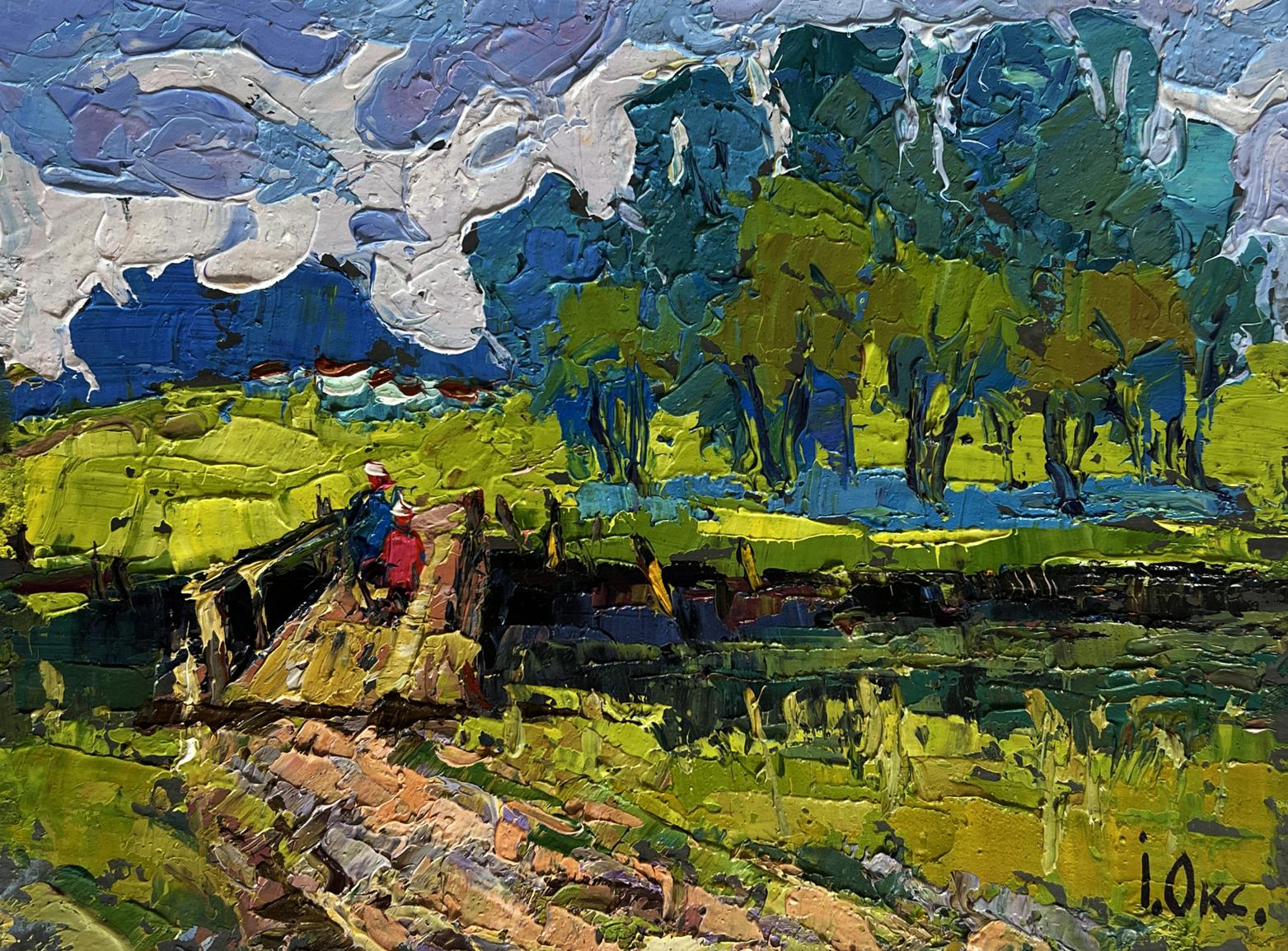 Vibrant impressionist landscape Oil painting To the other side by Oksana Ivanyuk