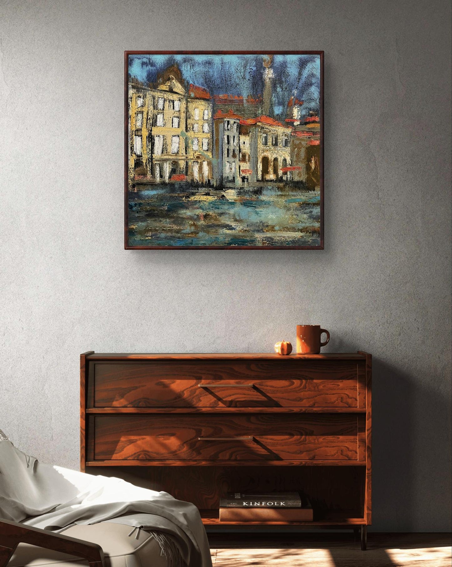 Oil painting Outside after the rain by Serhiy Kovalev in wooden frame