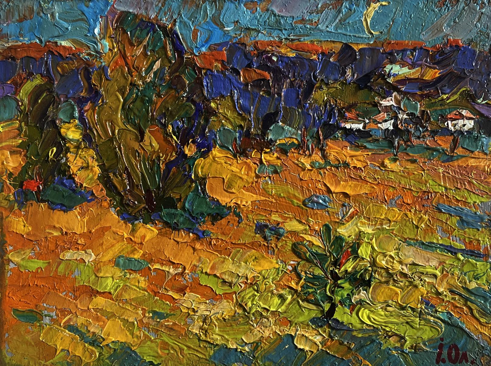 Vibrant impressionist moonlit night oil painting by Oleksiy Ivanyuk