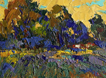 Vibrant impressionist oil painting Golden autumn evening by Oleksiy Ivanyuk