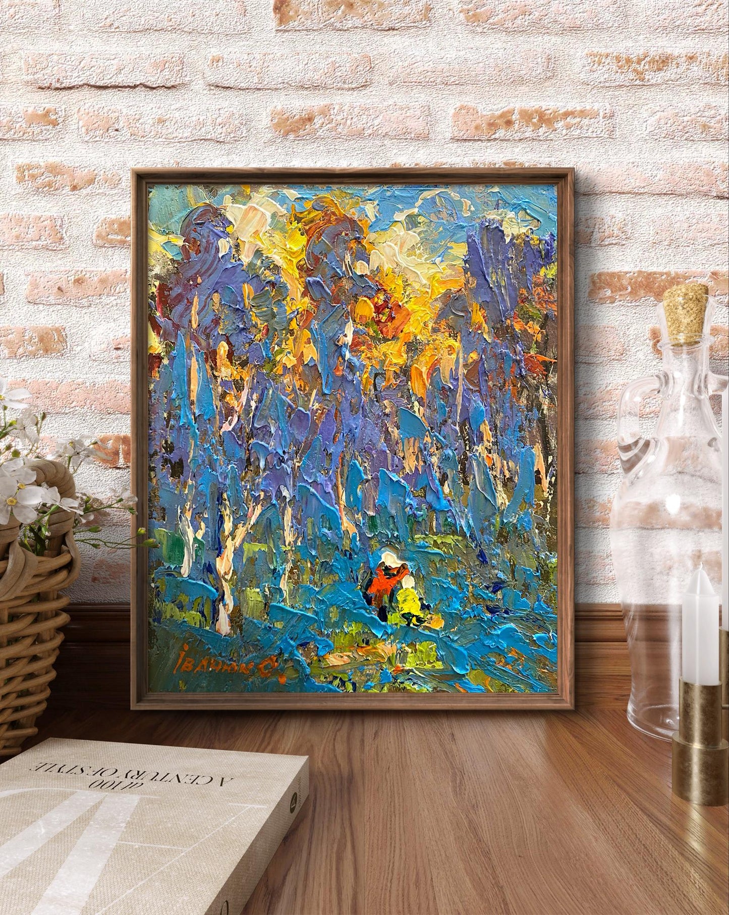 Oleksiy Ivanyuk Morning Frost oil painting of vibrant impressionist trees