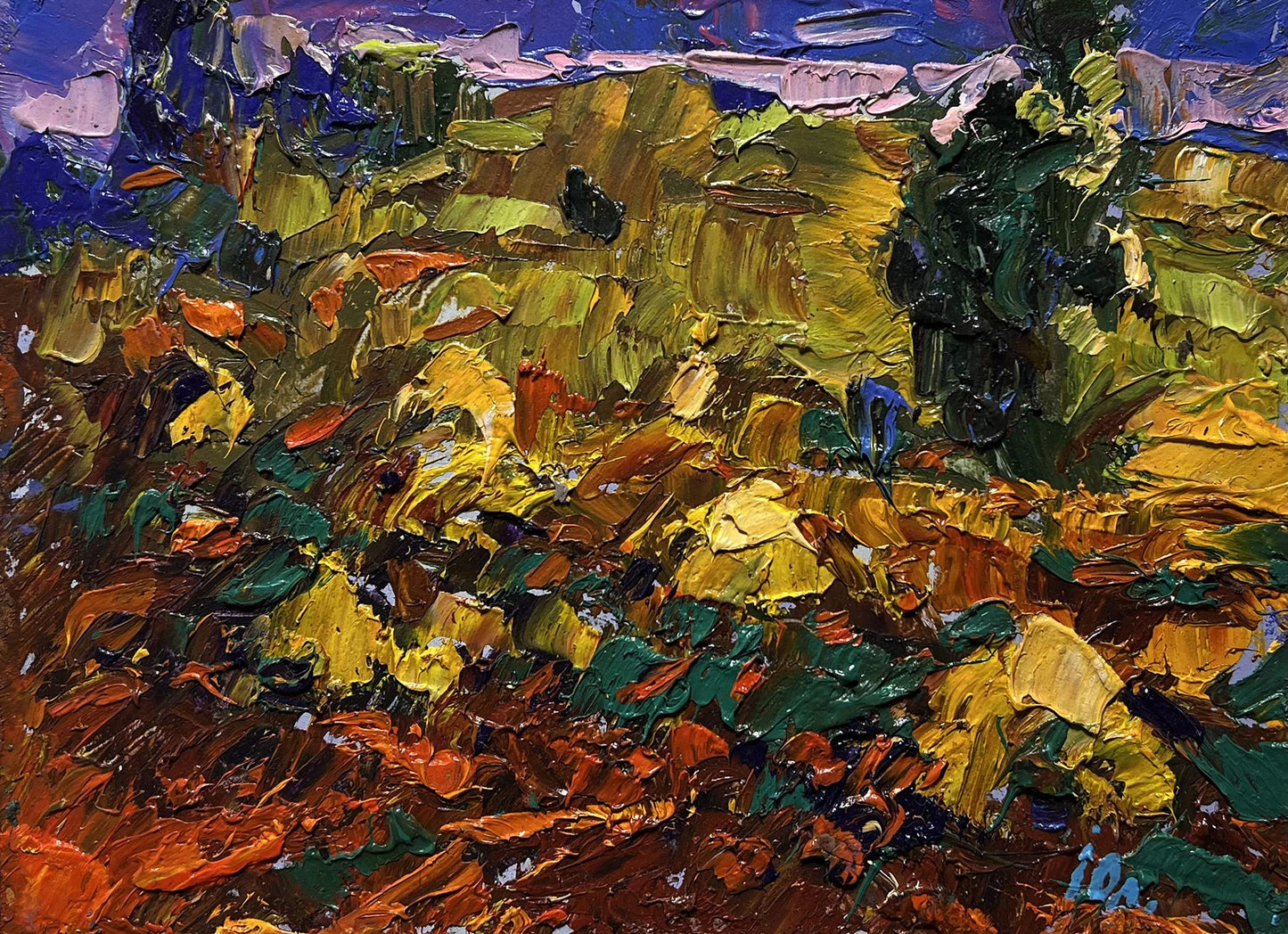 Vibrant impressionist oil painting The edge of a plowed field by Oleksiy Ivanyuk