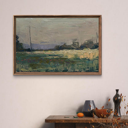 Oil painting Open spaces Volodymyr Pashchenko impressionist landscape in wooden frame