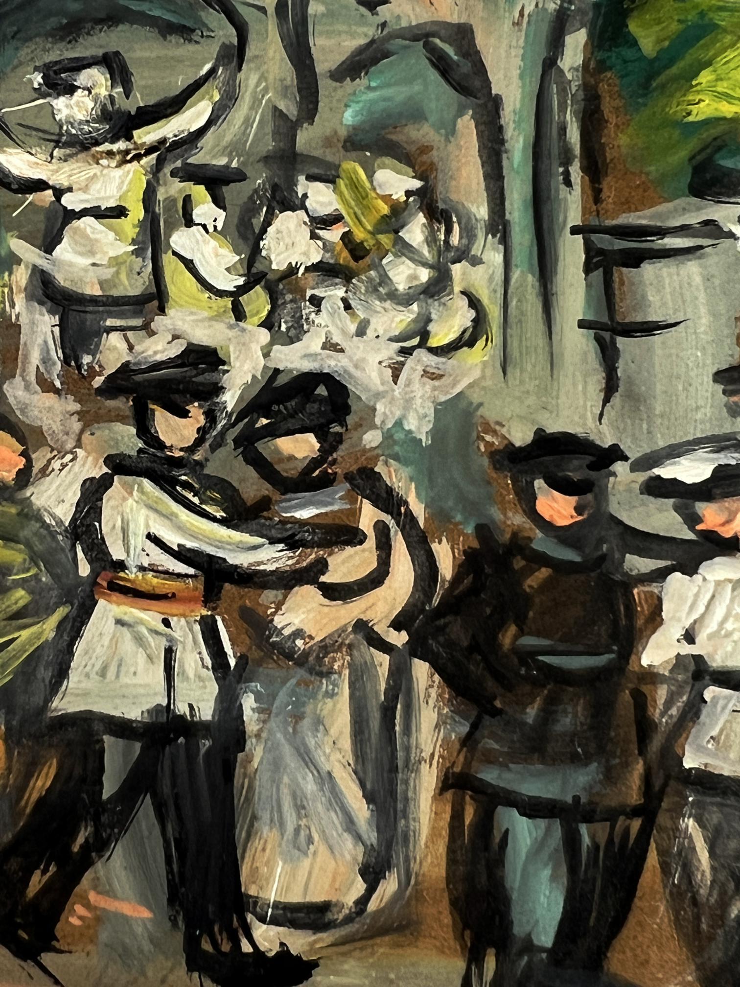 Oil painting of soldiers gathering in park by Alexander Litvinov