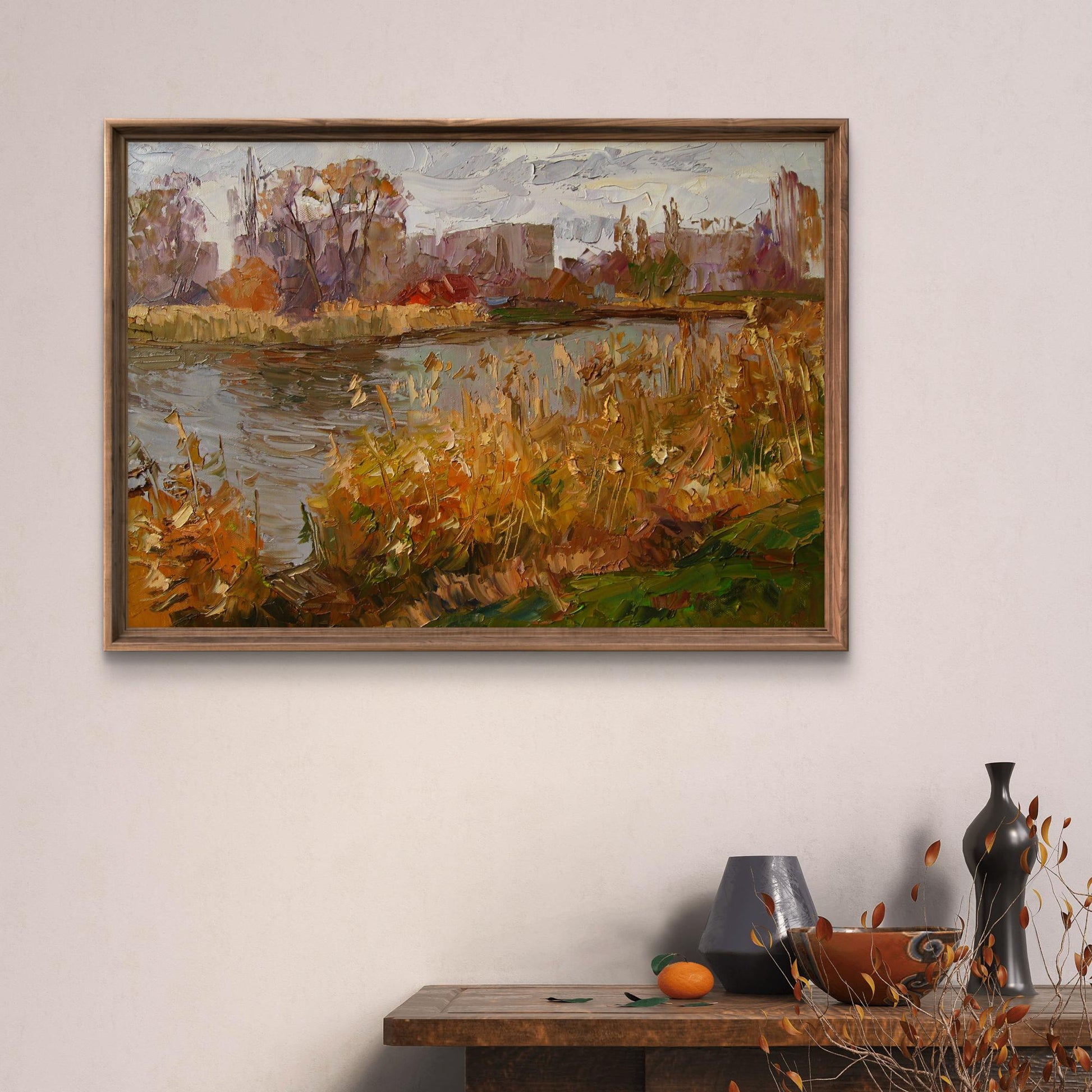Oil painting Autumn river by Boris Serdyuk serene landscape