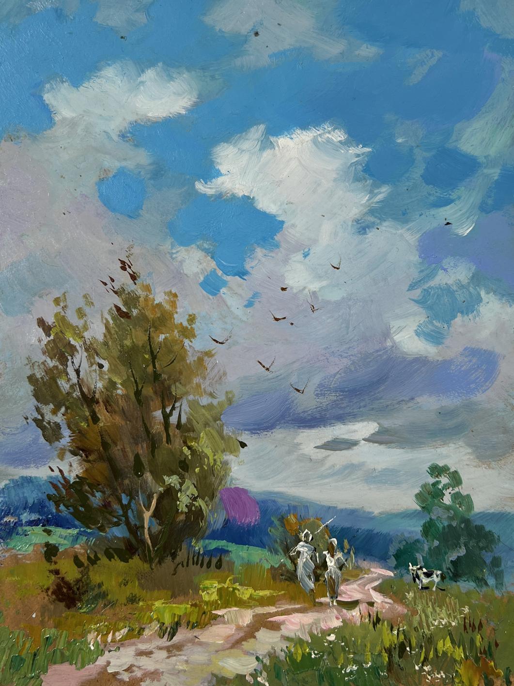 Vibrant oil painting Path to the sky by Yuriy Suprunchuk with lush tree