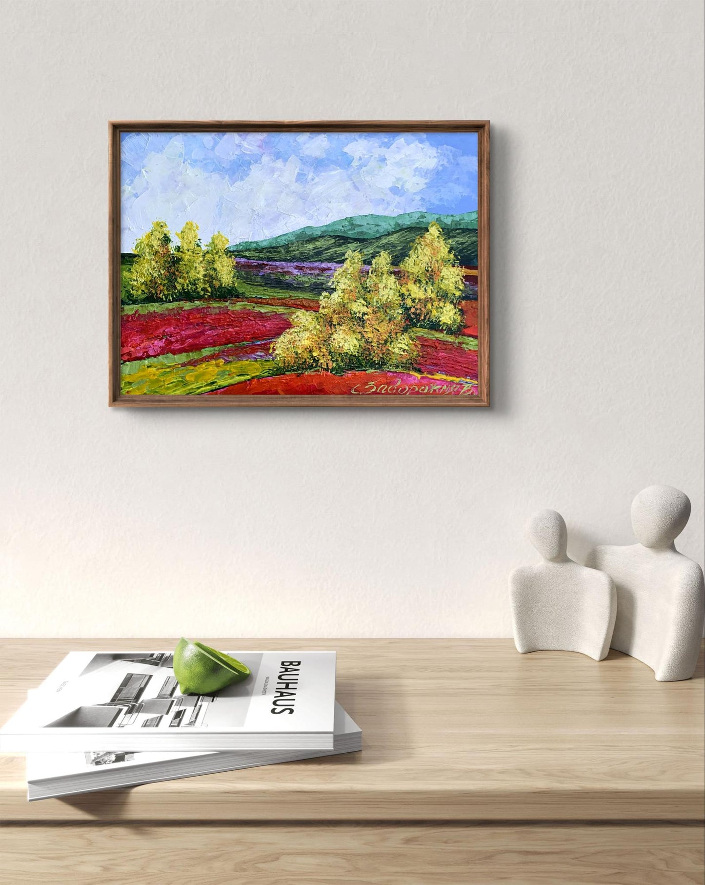 Oil painting Walk in the mountains by V. Zadorozhnya in wooden frame