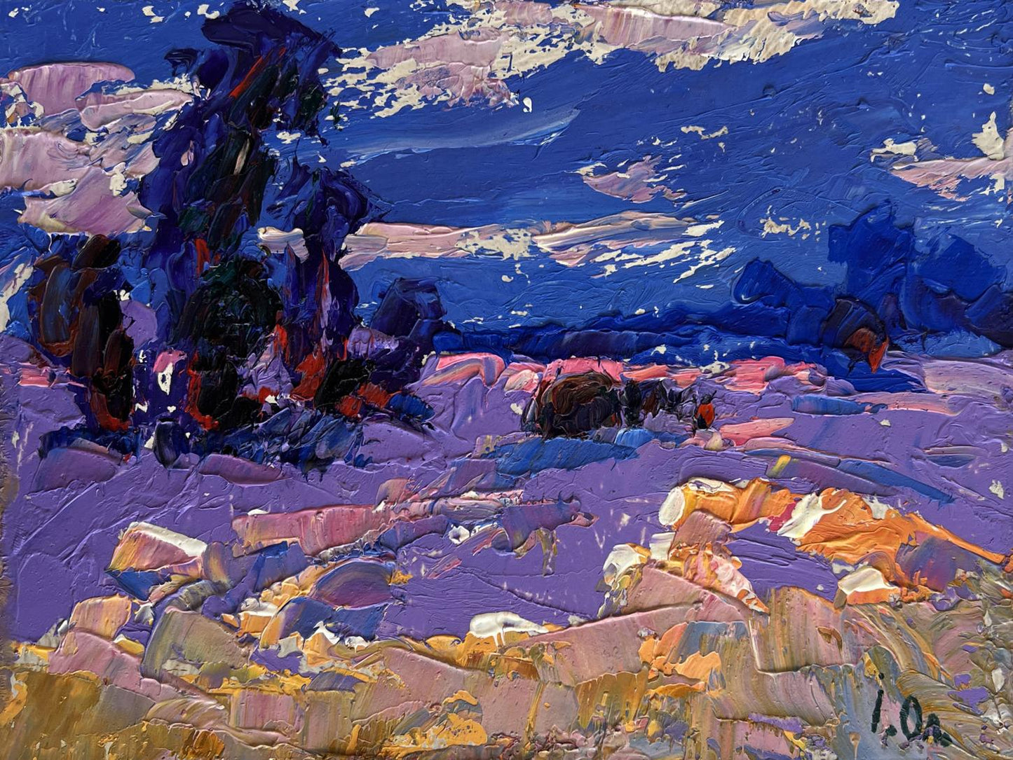 Vibrant impressionist oil painting Cold evening in the field by Oleksiy Ivanyuk