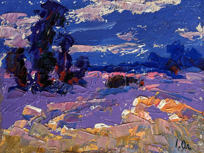 Vibrant impressionist oil painting Cold evening in the field by Oleksiy Ivanyuk