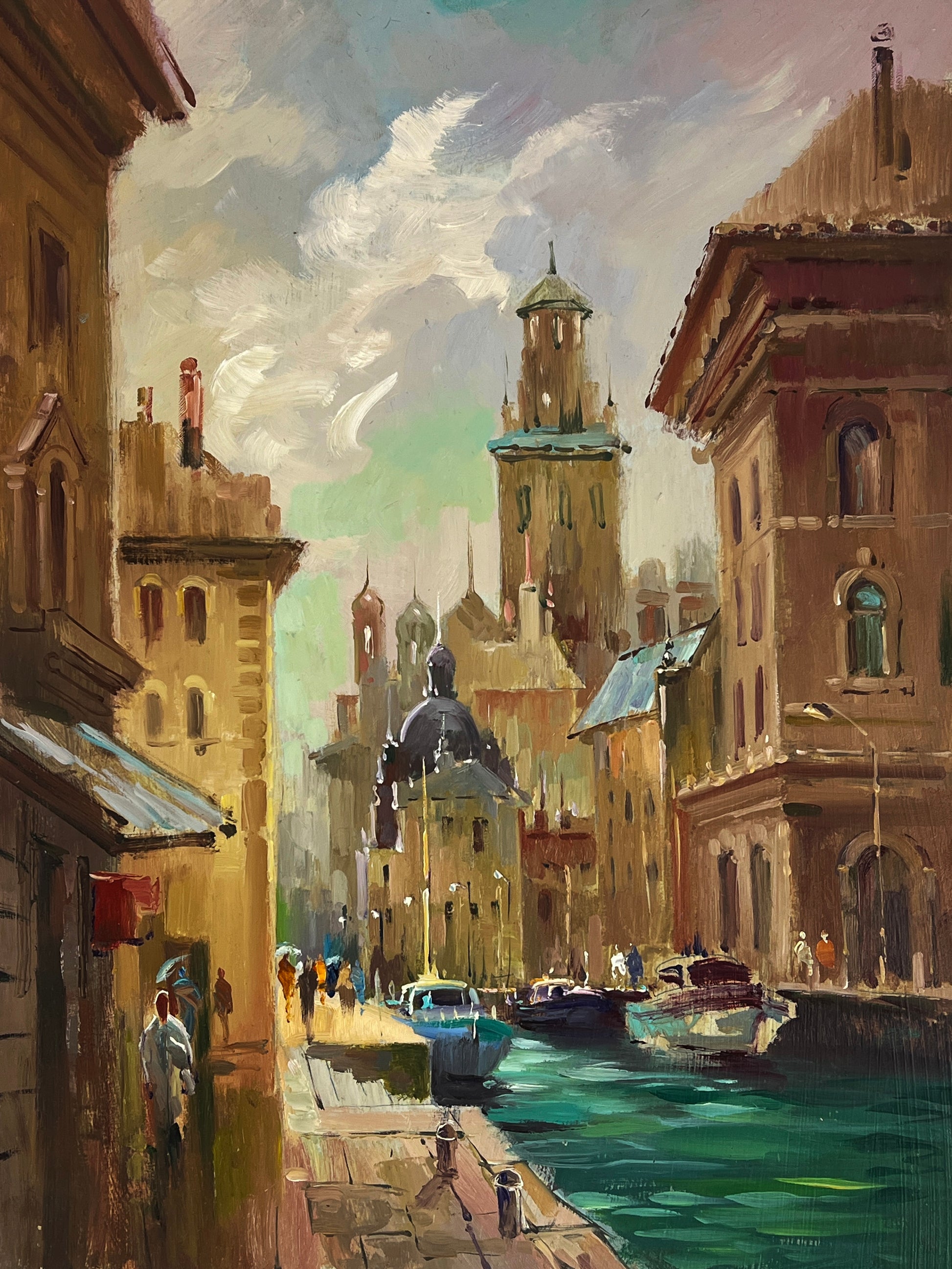 Oil painting Venetian reflection by Yuriy Suprunchuk canal cityscape