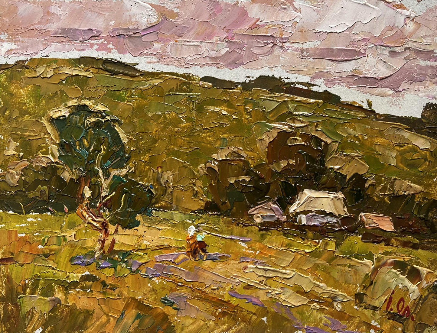 Impressionistic oil painting A walk along the outskirts of the village by Oleksiy Ivanyuk