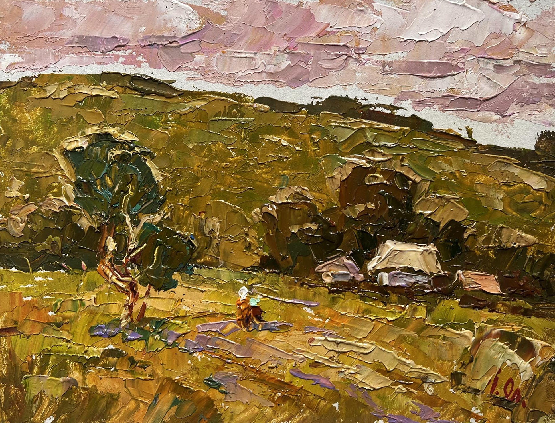 Impressionistic oil painting A walk along the outskirts of the village by Oleksiy Ivanyuk