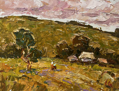 Impressionistic oil painting A walk along the outskirts of the village by Oleksiy Ivanyuk