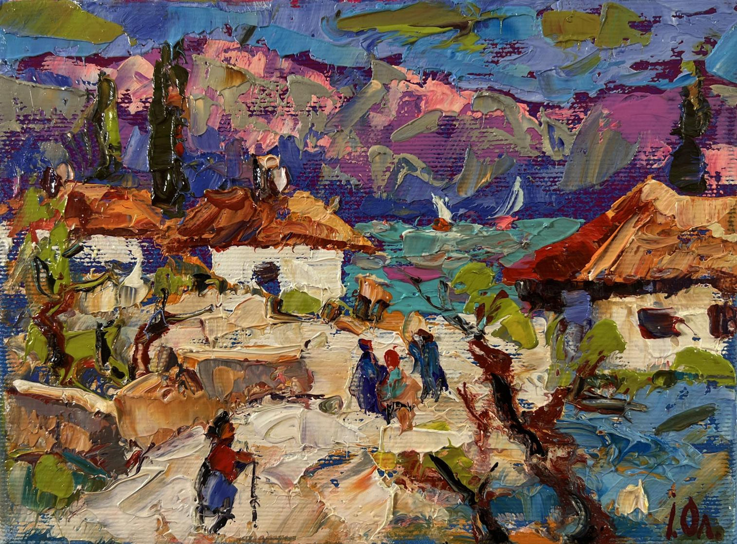 Vibrant impressionist oil painting Edge of the village by Oleksiy Ivanyuk
