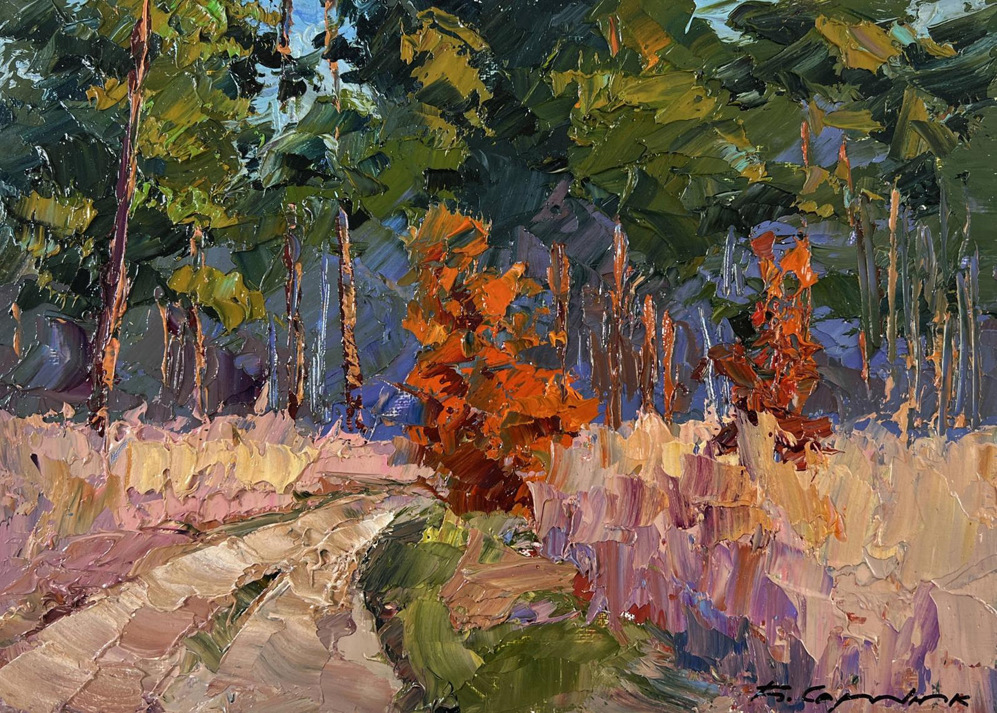 Vibrant impressionist oil painting Road into silence by Boris Serdyuk