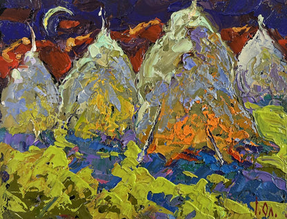 Vibrant impressionist oil painting Mysterious night under the moon by Oleksiy Ivanyuk