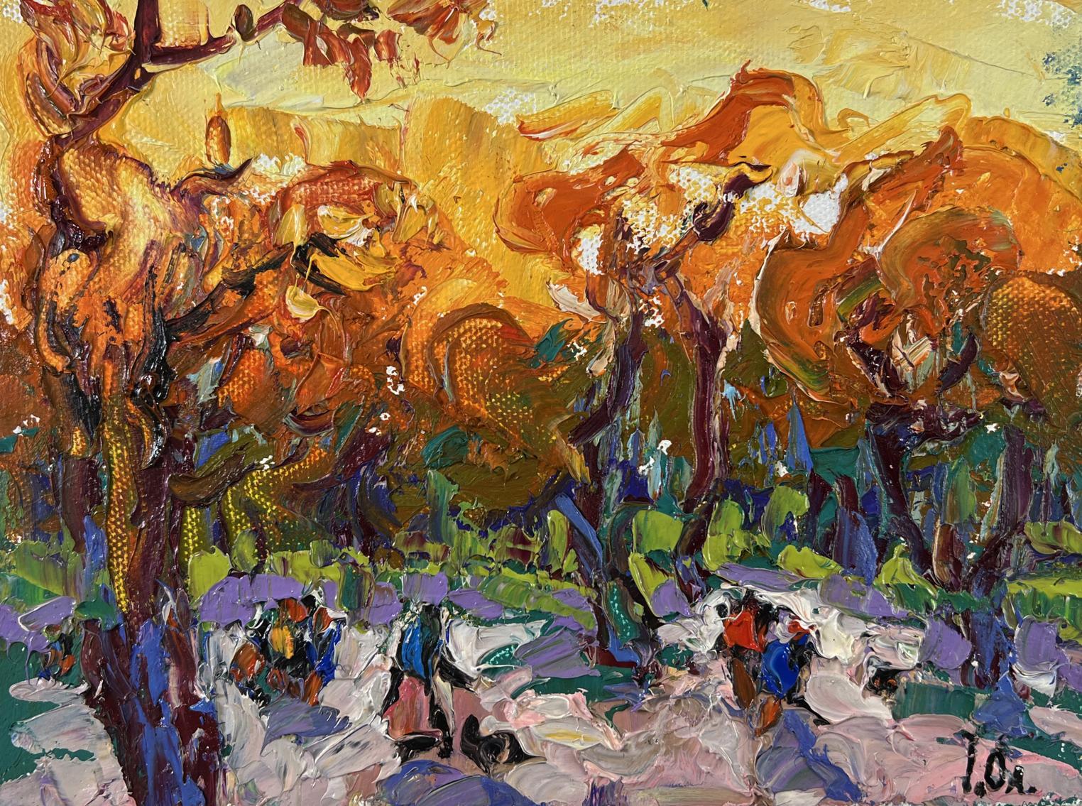 Vibrant impressionist oil painting Steps through autumn by Oleksiy Ivanyuk