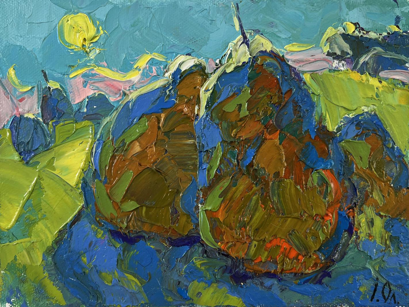 Vibrant impressionist oil painting Evening light in the fields by Oleksiy Ivanyuk