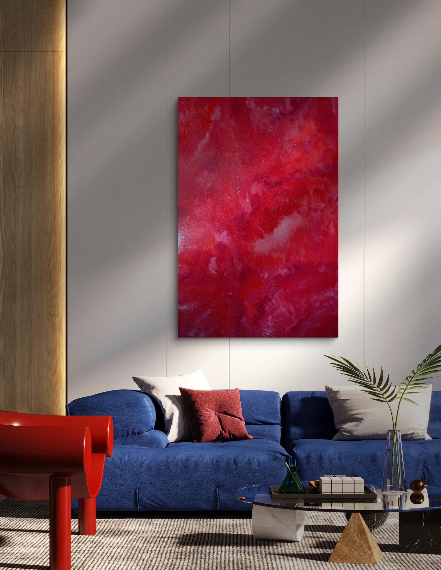 Vibrant Mystical Red oil painting by Victoria Kagalovska on wall