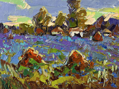 Vibrant impressionist oil painting Edge of the Village by Oleksiy Ivanyuk