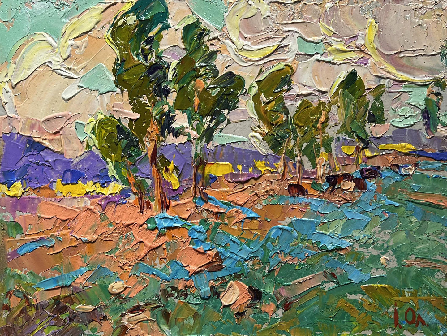 Vibrant impressionist oil painting of autumn meadows by Oleksiy Ivanyuk