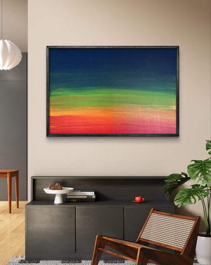 Framed abstract acrylic painting Calm and focused by Olga Melezhik