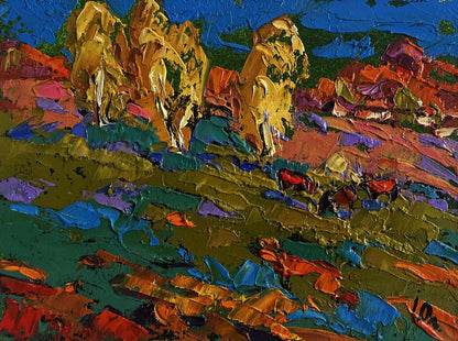 Vibrant impressionist oil painting by Oleksiy Ivanyuk: cattle in autumn meadows
