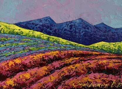 Vibrant impressionist oil painting Evening is approaching in the mountains by V. Zadorozhnya