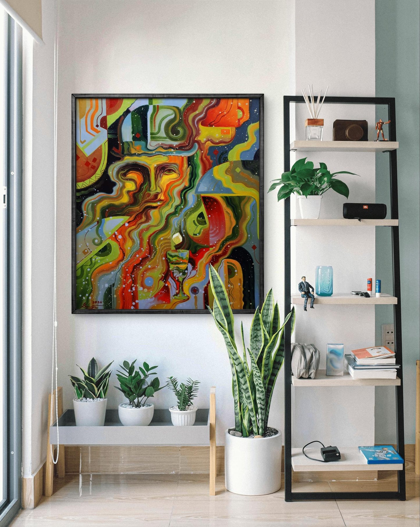 Vibrant abstract oil painting Absinthe Man by Sergiy Voichenko in vivid hues