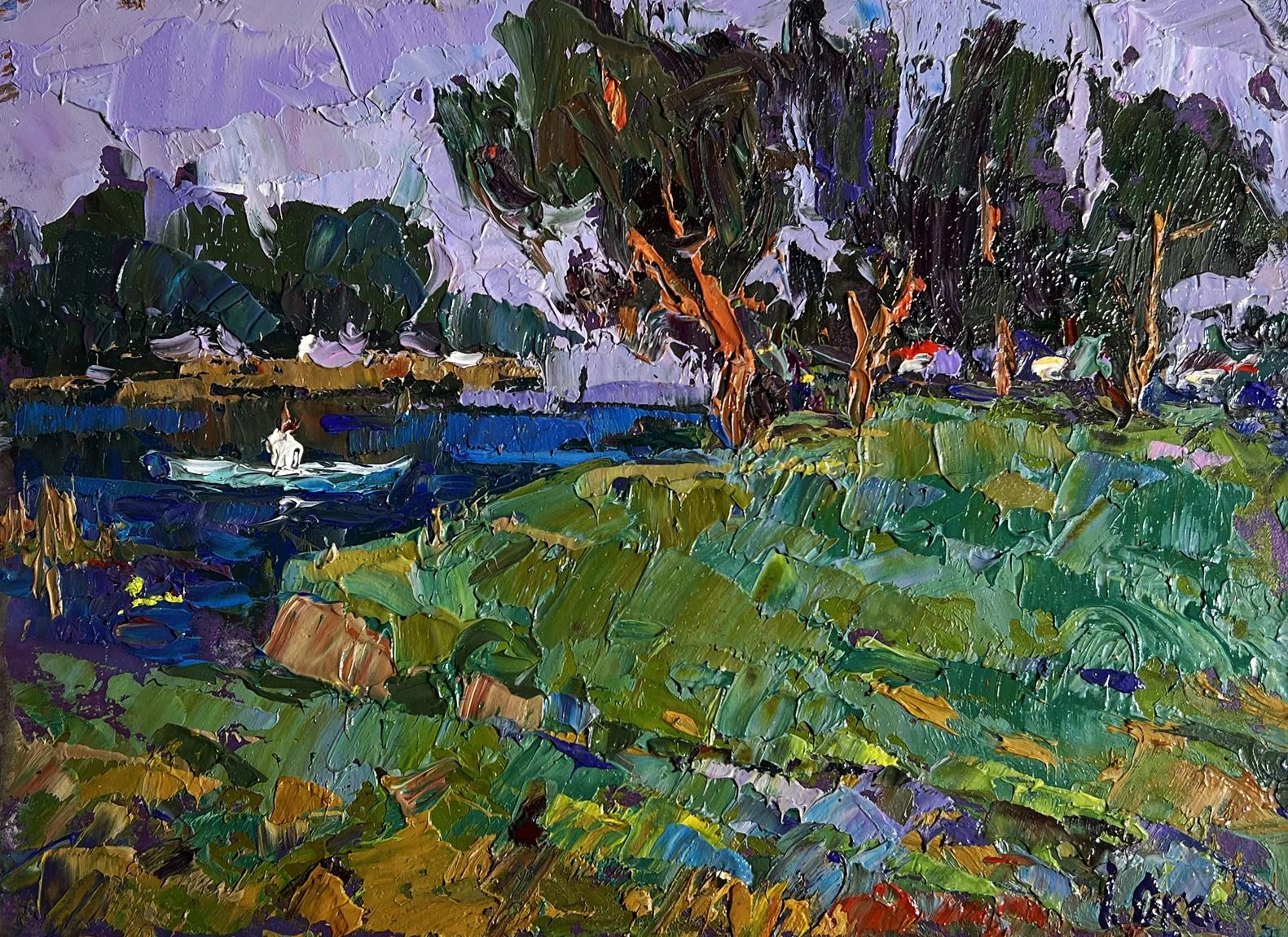 Vibrant impressionist oil painting Swam to the shore by Oksana Ivanyuk