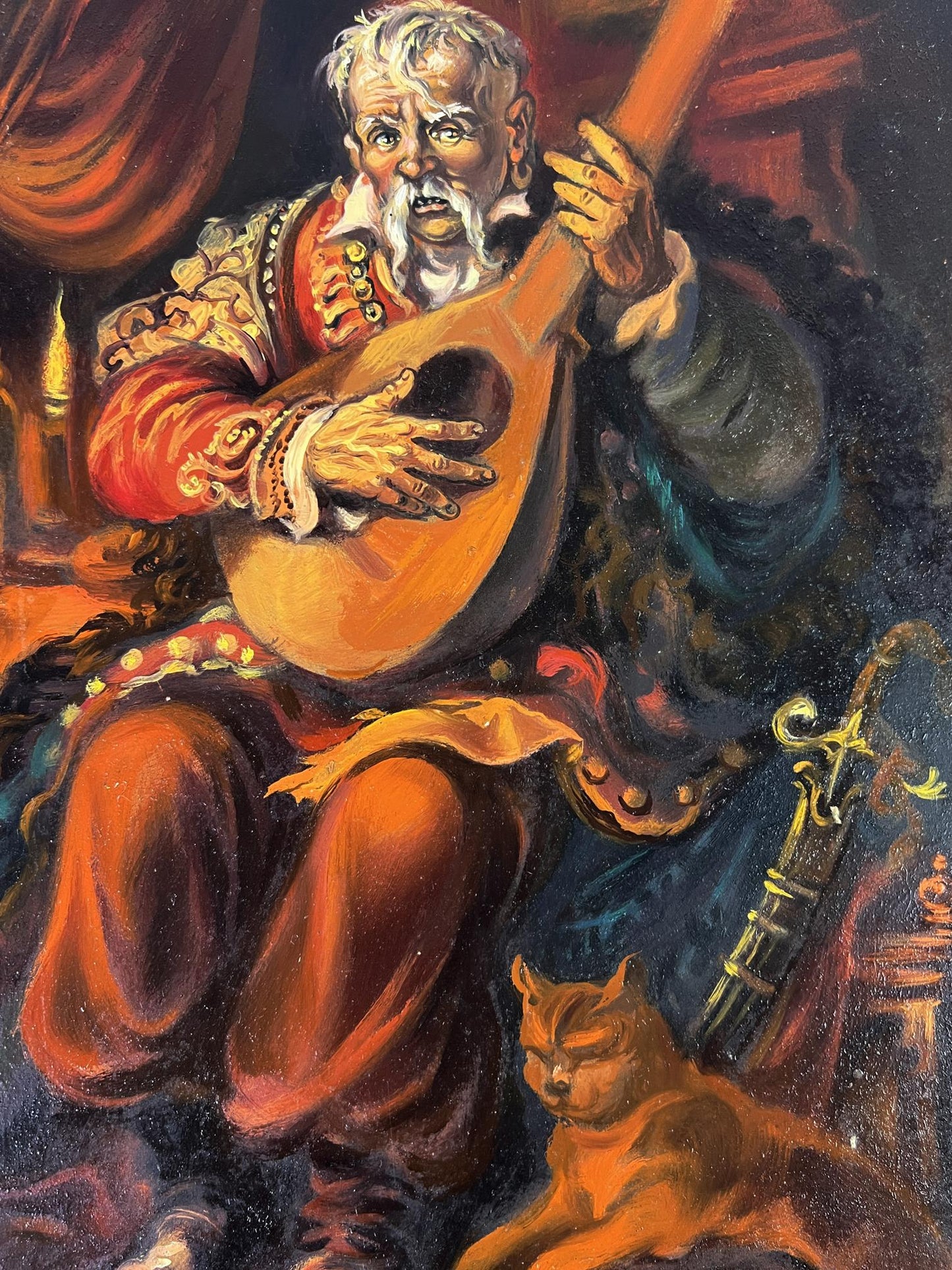 Oil painting of man with bandura by Alexander Litvinov