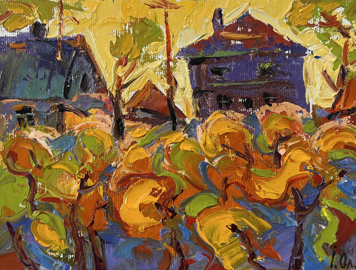 Vibrant impressionist oil painting Autumn yellow sunset by Oleksiy Ivanyuk