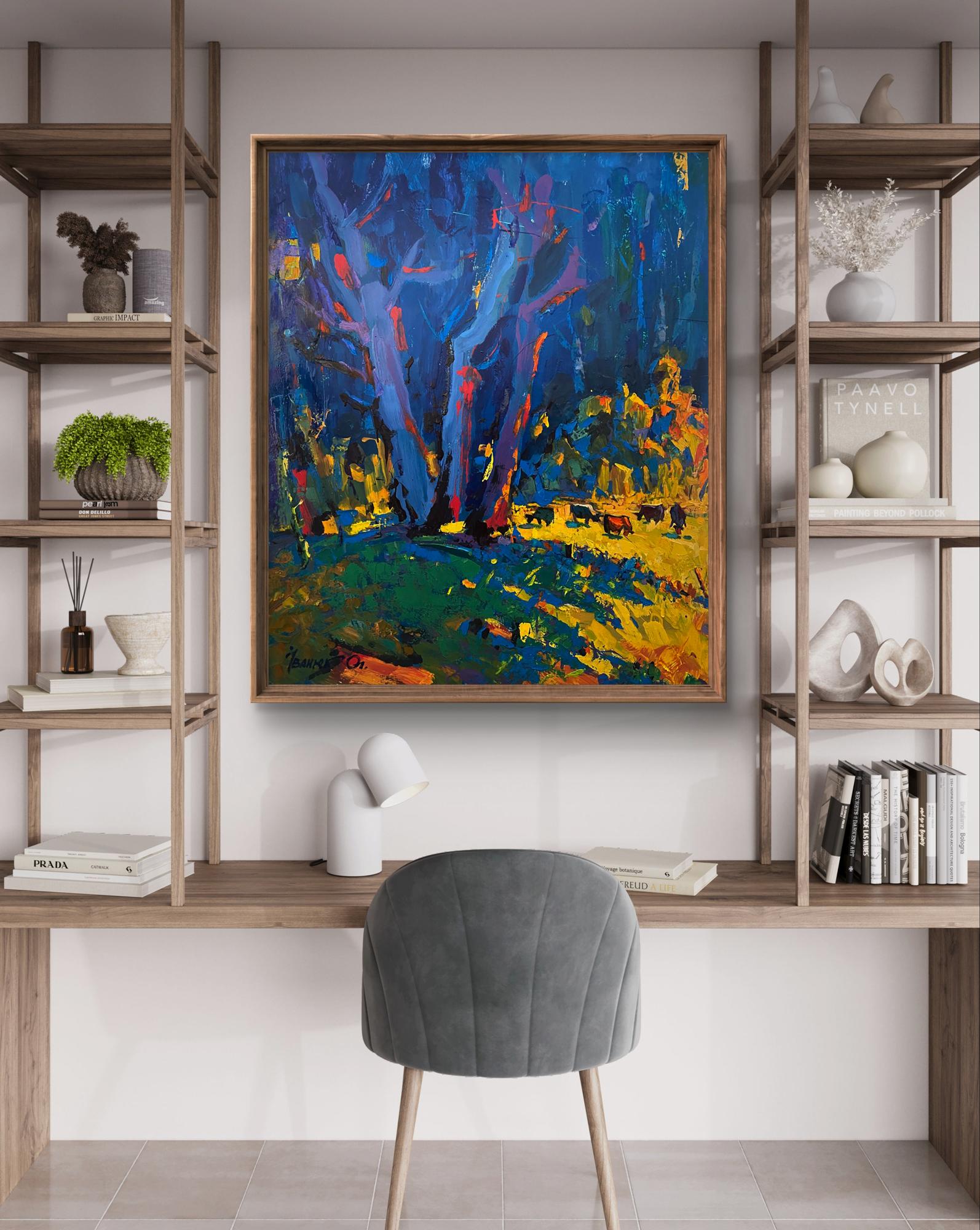 Vibrant Oleksiy Ivanyuk oil painting In the shade of the sedges in wooden frame