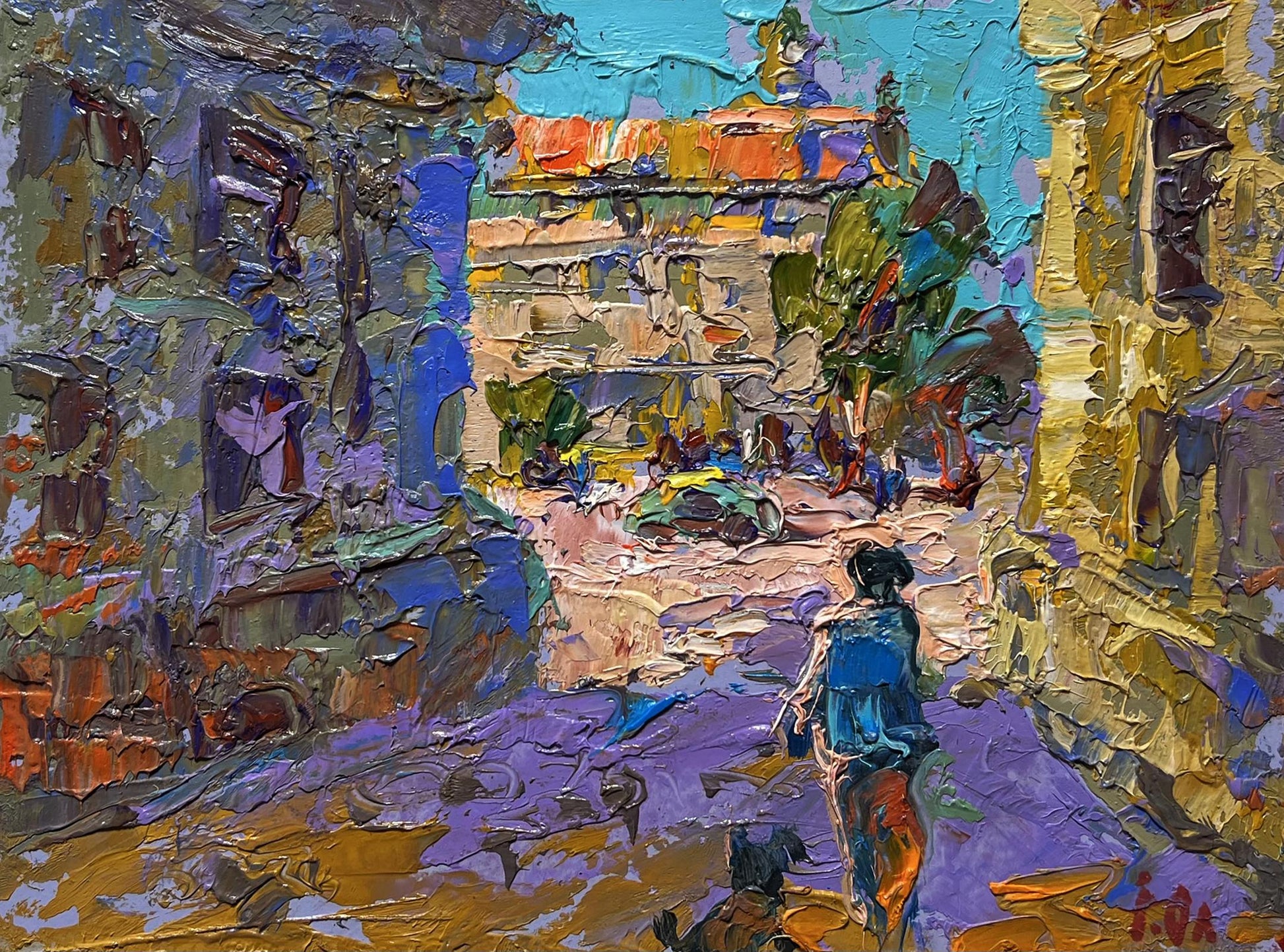 Vibrant impressionist oil painting Quiet city street by Oleksiy Ivanyuk