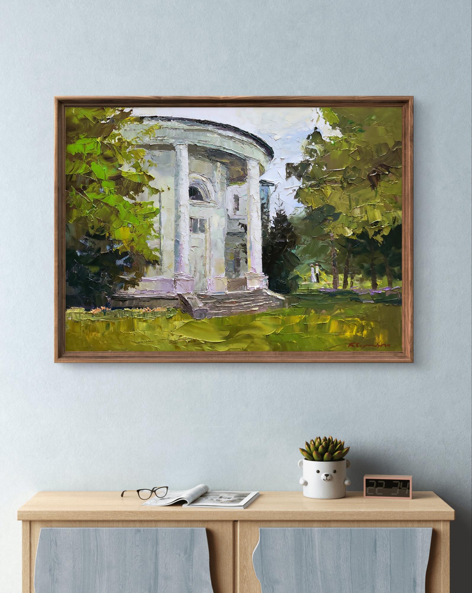 Framed oil painting of White administration building by Boris Serdyuk