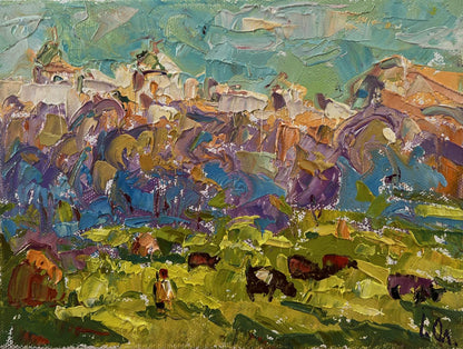 Vibrant impressionist oil painting A walk outside the village by Oleksiy Ivanyuk
