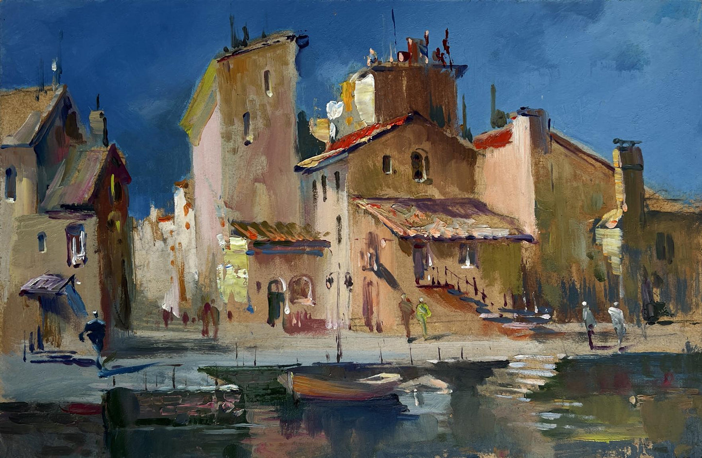 Impressionist oil painting Shadows of City Life by Yuriy Suprunchuk