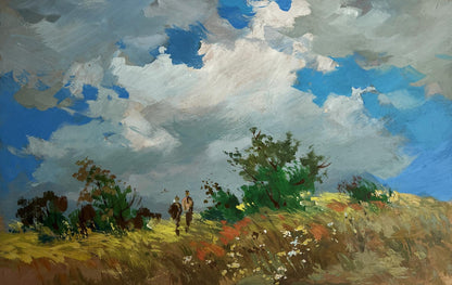 Oil painting Couple in flower field by Yuriy Suprunchuk