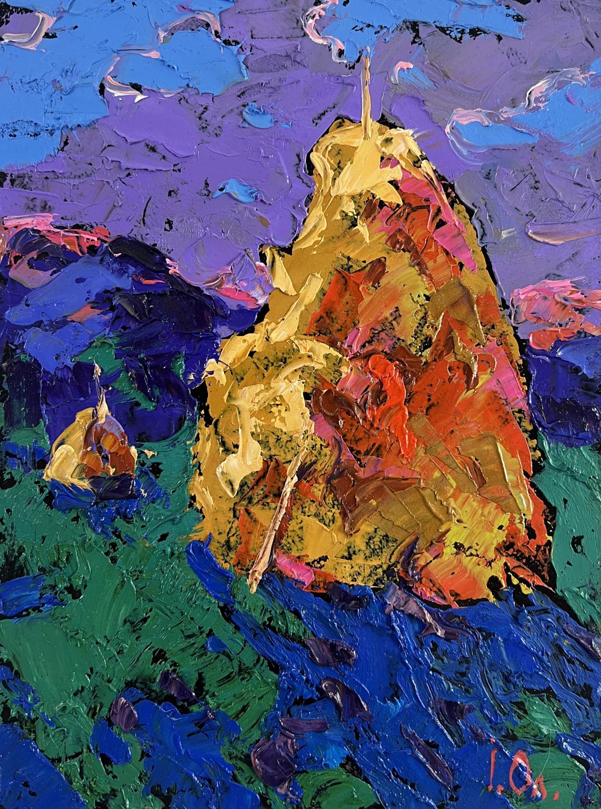 Oil painting Evening shadows on the path by Oleksiy Ivanyuk vibrant pear