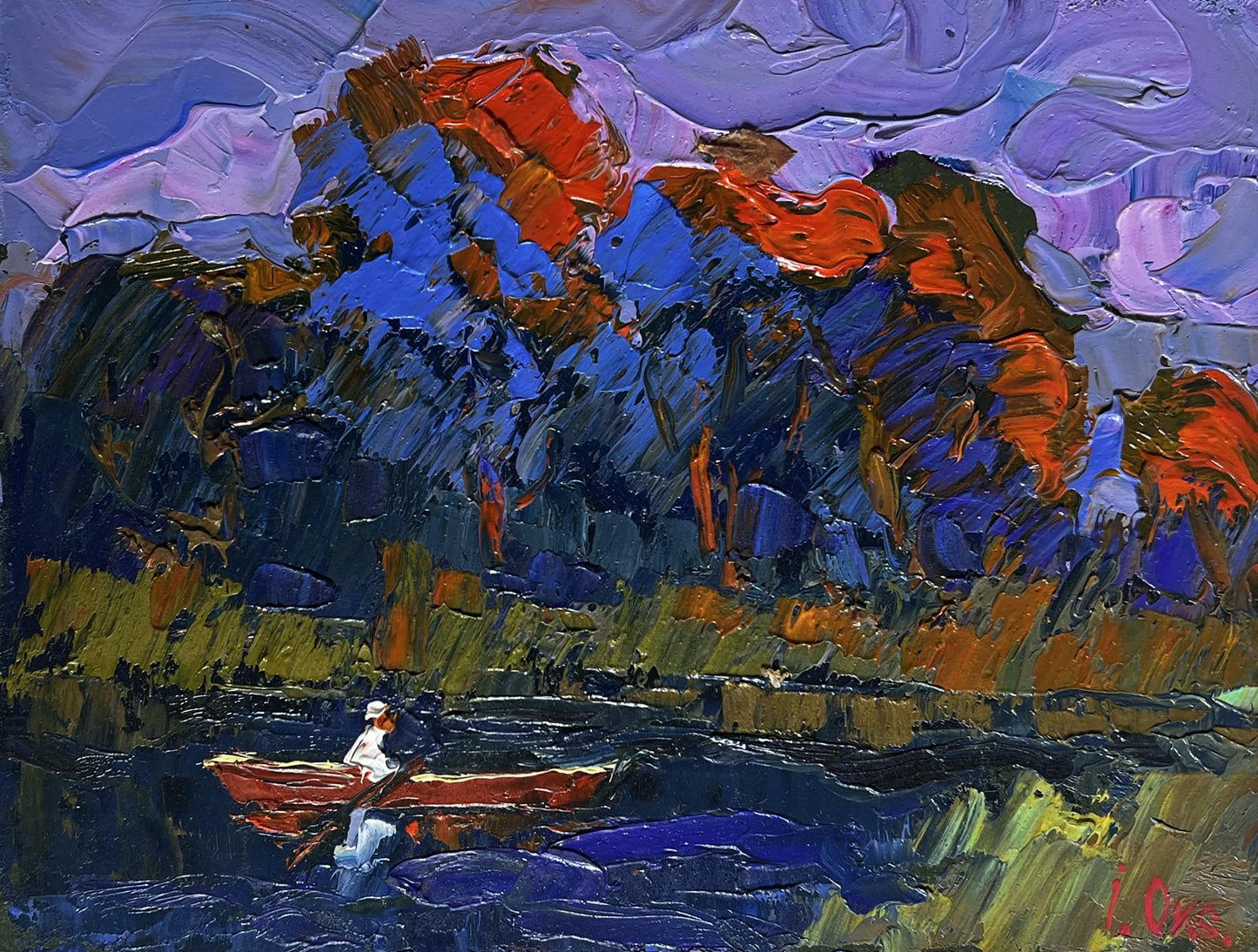 Oil painting Its cool by the river in the evening by Oksana Ivanyuk