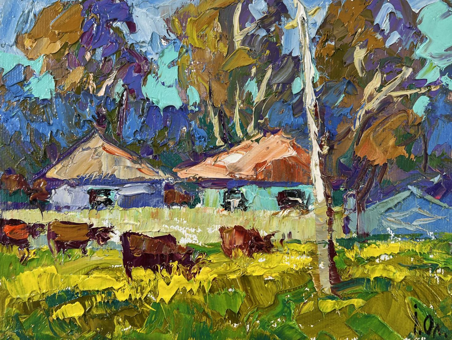 Vibrant impressionist oil painting The herd returns by Oleksiy Ivanyuk