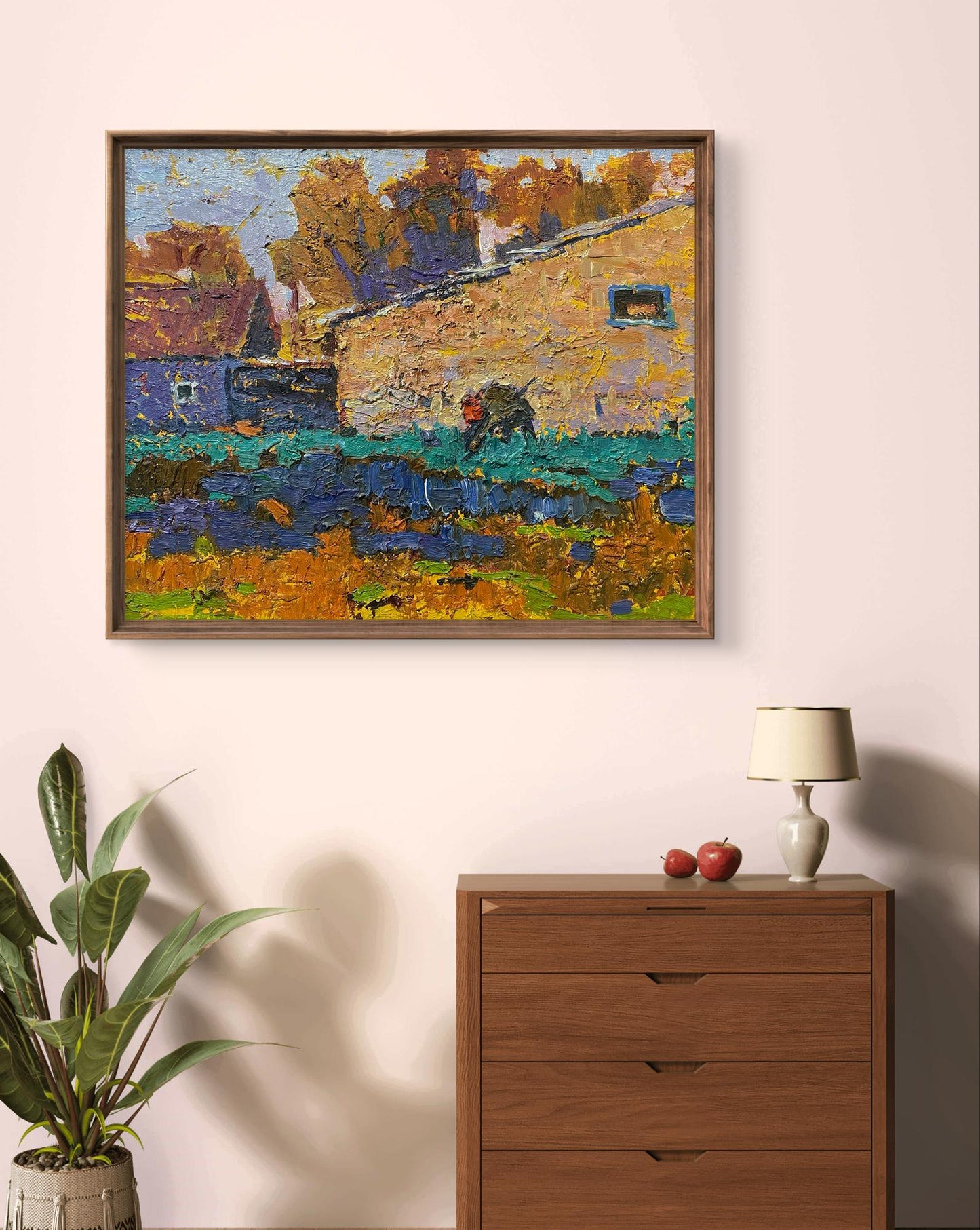Framed Oleksiy Ivanyuk oil painting Sunny day in the garden village scene