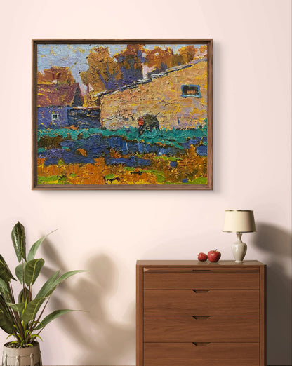 Framed Oleksiy Ivanyuk oil painting Sunny day in the garden village scene