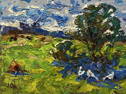 Vibrant impressionist oil painting Summer smell of grass by Oleksiy Ivanyuk