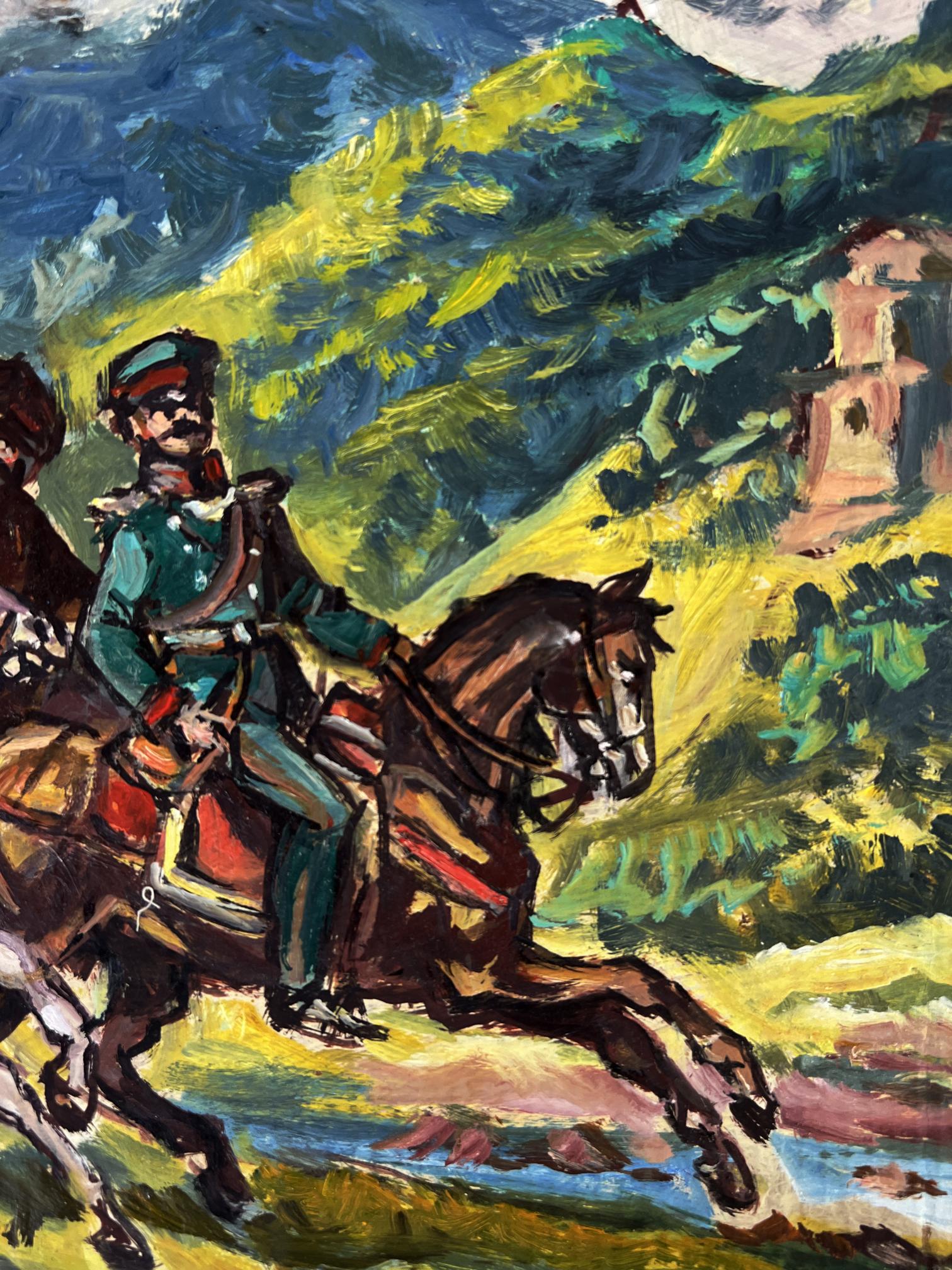 Vibrant impressionist oil painting Warriors by the River by Alexander Litvinov