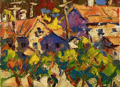 Vibrant impressionist oil painting Summer village heat by Oleksiy Ivanyuk