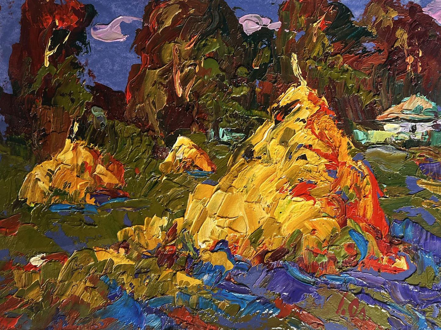 Vibrant impressionist oil painting Returning from the field in the evening by Oleksiy Ivanyuk