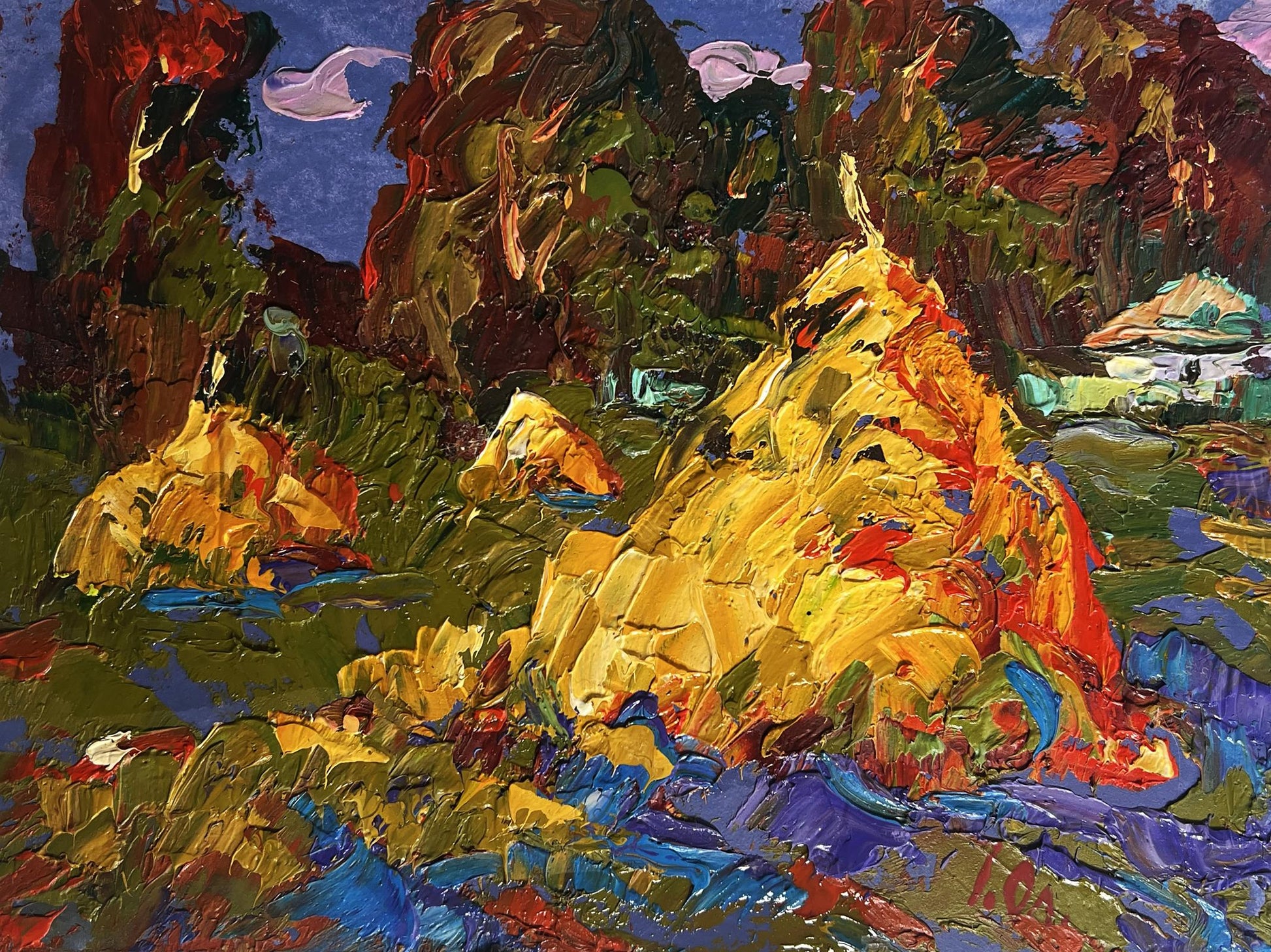 Vibrant impressionist oil painting Returning from the field in the evening by Oleksiy Ivanyuk