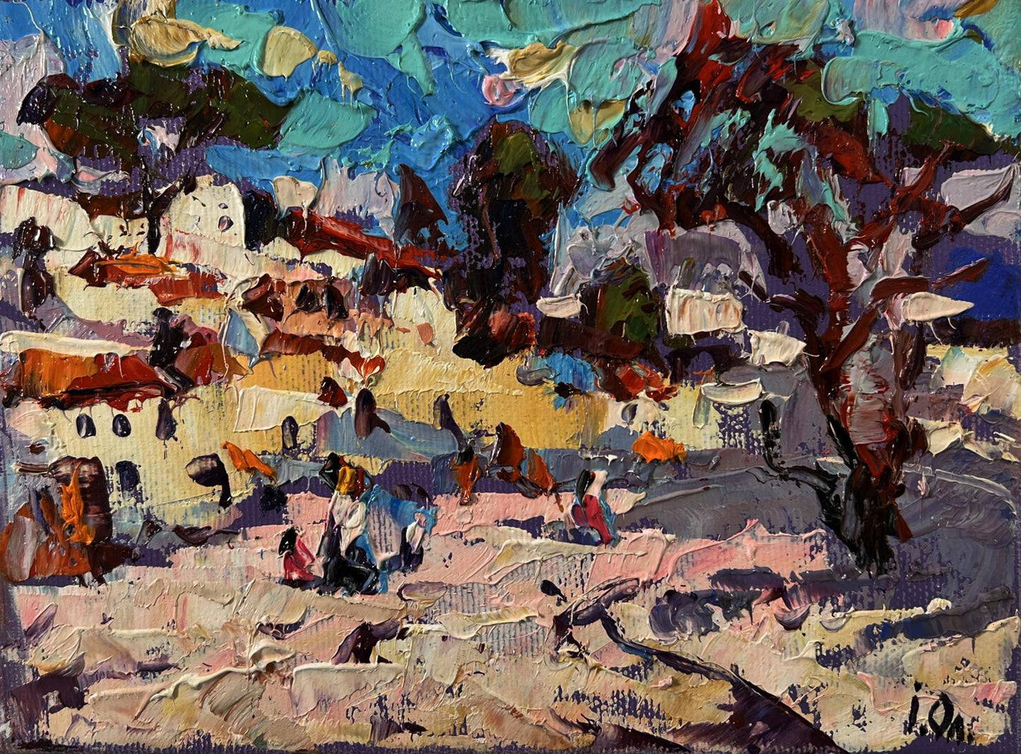 Vibrant impressionist oil painting Heat in the old town by Oleksiy Ivanyuk