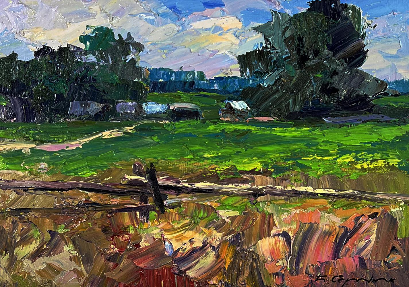 Vibrant impressionist oil painting The edge of the village by Boris Serdyuk